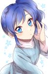  1girl absurdres aikatsu! blue_eyes blue_hair blush from_above highres kiriya_aoi looking_at_viewer sekina solo 