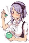  1girl blush breasts dagashi_kashi hairband heart heart-shaped_pupils nail_polish pochi_(pochi-goya) purple_hair purple_nails saliva saliva_trail shidare_hotaru smile solo symbol-shaped_pupils violet_eyes 