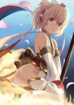 1girl :o anchira_(granblue_fantasy) blonde_hair detached_sleeves fur_trim granblue_fantasy highres monkey_ears monkey_tail open_mouth orange_eyes short_hair solo two_side_up 