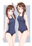  2girls absurdres azusa_(sukumizuya) brown_eyes brown_hair highres long_hair multiple_girls nisekoi onodera_haru onodera_kosaki school_swimsuit short_hair siblings sisters swimsuit 