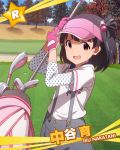  black_hair character_name golf idolmaster idolmaster_million_live! nakatani_iku red_eyes short_hair sky smile sports 