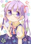  1girl highres new_game! purple_hair solo suzukaze_aoba tatsunokosso twintails violet_eyes 