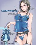  1girl black_hair blue_panties braid breasts garter_belt garter_straps glasses gundam gundam_0080 kampfer_(mobile_suit) long_hair mecha panties pao_(otomogohan) personification red_eyes semi-rimless_glasses short_hair thigh-highs underwear whip 