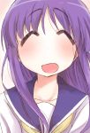  1girl closed_eyes hinata_yukari long_hair open_mouth purple_hair school_uniform tatsunokosso yuyushiki 