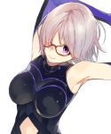  bare_shoulders elbow_gloves fate/grand_order fate_(series) glasses gloves hair_over_one_eye lowres sasamori_tomoe shielder_(fate/grand_order) short_hair silver_hair violet_eyes 
