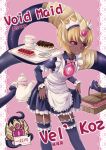  1girl basket biscuit cake cup food genderswap highres league_of_legends long_hair maid nam_(valckiry) personification plate saucer tea teacup teapot tentacle_hair tentacles translation_request vel&#039;koz 