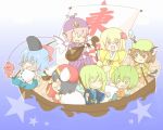  chen chibi cirno daiyousei inaba_tewi japanese_clothes mystia_lorelei rumia sen1986 seven_lucky_gods team_9 touhou wriggle_nightbug 