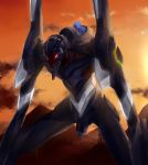  bad_id bardiel cloud clouds eva_03 grin mecha neon_genesis_evangelion power_lines sky smile solo tomo_(machinemess) 