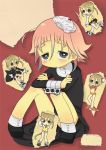  12_toshi blush bun_cover chibi maka_albarn makenshi_chrona no_panties object_on_head panties panties_on_head pink_hair short_hair soul_eater tears underwear 