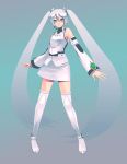  boots detached_sleeves grey_eyes hare_(pixiv43534) hatsune_miku headphones headset legs long_hair necktie project_diva silver_hair skirt solo thigh-highs thigh_boots thighhighs twintails very_long_hair vocaloid white_eyes white_hair zettai_ryouiki 