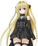  detached_sleeves highres konjiki_no_yami long_hair red_eyes simple_background solo thigh_strap to_love-ru toloveru toshi5765 twintails very_long_hair 