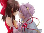  hakurei_reimu heart heart_of_string komeiji_satori matyinging purple_hair ribbon short_hair touhou 