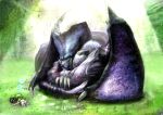  dragon felyne highres kyamada-23 lunastra monster monster_hunter sleeping 