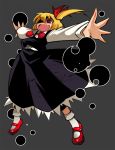  crazy_eyes danmaku fang foreshortening hair_ribbon hands mary_janes nada_haruka open_mouth outstretched_arms ponytail red_eyes ribbon rumia shoes short_hair side_ponytail spread_arms touhou 