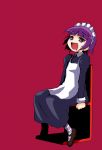 futaba_channel maid nijiura_maids purple_hair saliva simple_background smile socks striped striped_socks yakui 