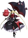  :p bat bat_wings blazblue blonde_hair blush_stickers bow bowtie cat claws cross fangs flying frills gii gothic_lolita hair_ribbon lolita_fashion long_hair mori_toshimichi nago o_o official_art parasol paws platform_shoes platforms rachel_alucard red_eyes red_skin ribbon simple_background skirt standing tongue twintails umbrella vampire very_long_hair wings 