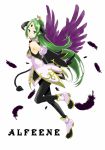  arm_warmers bad_id black_legwear boots crown demon_girl demon_tail gloves green_eyes green_hair horns leggings n pantyhose pointy_ears shinrabansho shinrabanshou tail wings 