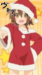  fang kusakabe_misao lucky_star santa_costume short_hair va yellow_eyes 