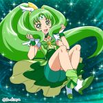  1girl artist_request cure_march dress female green_eyes green_hair long_hair magical_girl midorikawa_nao ponytail precure smile smile_precure! solo source_request 