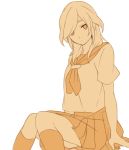  character_request inazuma_eleven inazuma_eleven_(series) long_hair looking_at_viewer monochrome school_uniform sekina serafuku simple_background skirt solo white_background 