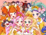  aroma_(go!_princess_precure) bird blonde_hair blush cat close_(go!_princess_precure) cure_flora cure_mermaid cure_scarlet cure_twinkle dog dyspear earrings go!_princess_precure hair_ornament jewelry kuroro_(go!_princess_precure) lock_(go!_princess_precure) long_hair magical_girl miss_siamour multicolored_hair nanase_yui pink_hair precure puff_(go!_princess_precure) purin_(purin0) red_eyes shut_(go!_princess_precure) smile two-tone_hair 