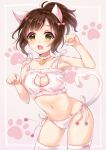  bikini blush brown_hair green_eyes idolmaster idolmaster_cinderella_girls maekawa_miku nekomimi ponytail short_hair smile 