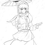  1girl jpeg_artifacts letty_whiterock pan-ooh simple_background sketch solo tagme touhou white_background 