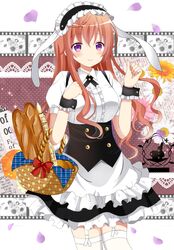  blush bread brown_hair gochuumon_wa_usagi_desu_ka? headdress hoto_mocha long_hair purple_eyes smile 