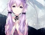  blush dress long_hair low_twintails purple_eyes smile twintails umbrella violet_hair vocaloid yuzuki_yukari 