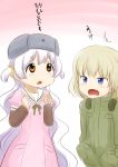  abutomato fang hat highres mahou_shoujo_madoka_magica momoe_nagisa sweatdrop white_hair 