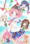  absurdres ebisuzawa_kurumi gakkou_gurashi! hair_ornament hairclip hat highres marker_(medium) naoki_miki pillow_hat pink_hair sakura_megumi takeya_yuki taroumaru_(gakkou_gurashi) traditional_media wakasa_yuuri 