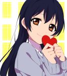  1girl brown_eyes heart long_hair looking_at_viewer love_live!_school_idol_project sekina smile solo sonoda_umi 