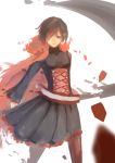  1girl looking_at_viewer muzichengzu petals rose_petals ruby_rose rwby simple_background smile solo white_background 