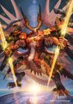  claws dragon highres horns original tail takayama_toshiaki weapon wings yellow_eyes 