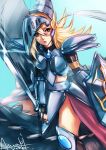  1girl armor blonde_hair breastplate dark_magician_girl_the_dragon_knight duel_monster shield sword wa-kun weapon yuu-gi-ou 