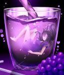  1girl beifeng_han breasts character_name food fruit grapes heart long_hair miyaura_sanshio open_mouth original purple smile solo violet_eyes 