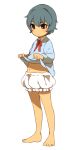  barefoot bloomers character_request full_body inazuma_eleven_(series) sekina shirt_lift short_hair simple_background solo standing underwear white_background 