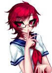  glasses highres info-chan red_eyes redhead school_uniform smile yandere_simulator 