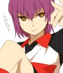  1boy hayabusa_hideki inazuma_eleven_(series) inazuma_eleven_go male_focus purple_hair sekina soccer_uniform solo_focus sportswear tengawara translated white_background 