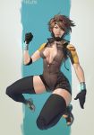  alexander_terentyev alternate_costume brown_hair highres jumpsuit lips one_eye_closed overwatch tracer_(overwatch) unzipped 