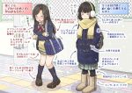  2girls comparison multiple_girls original partially_translated scarf school_uniform translation_request winter winter_uniform 