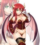  1girl breasts demon_girl green_eyes highres horns redhead succubus thigh-highs wings 