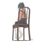  chair hakama houshou_(kantai_collection) japanese_clothes kantai_collection kawashina_(momen_silicon) long_hair ponytail simple_background white_background white_legwear 