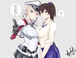  2girls absurdres aster_crowley breasts gloves graf_zeppelin_(kantai_collection) hat highres kaga_(kantai_collection) kantai_collection long_hair multiple_girls side_ponytail twintails uniform 