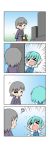  &gt;_&lt; 2girls 4koma ? absurdres blue_hair chibi closed_eyes comic flailing graveyard grey_hair highres japanese_clothes kimono multiple_girls obi old_woman open_mouth puffy_short_sleeves puffy_sleeves rakugaki-biyori sash shirt short_sleeves silent_comic smile tatara_kogasa tears touhou 