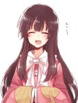  1girl black_hair blush closed_eyes commentary_request facing_viewer hands_together houraisan_kaguya japanese_clothes long_hair open_mouth six_(fnrptal1010) sleeves_past_wrists smile solo touhou 