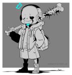  1boy animated animated_gif club headphones hood hoodie npc-dion one_eye_closed sans skeleton solo undertale weapon 