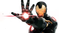  absurdres armor energy_blast gaeccc_bal glowing glowing_eyes highres iron_man iron_man_(series) marvel simple_background upper_body white_background 