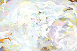  1girl abstract clear_yuri closed_eyes commentary_request floating from_side highres long_hair no_mouth original profile upper_body 