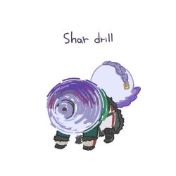  #compass 1boy all_fours body_fur charles_richter_(#compass) chibi coat com_beef_pass commentary_request english_text full_body fur-trimmed_coat fur_trim furry furry_male green_coat male_focus purple_fur purple_hair simple_background tail wet_dog_shake white_background wolf_boy 